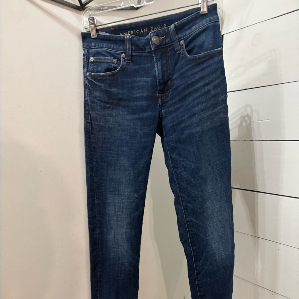 American Eagle Outfitters Men's Slim Straight Jeans - Dark Blue